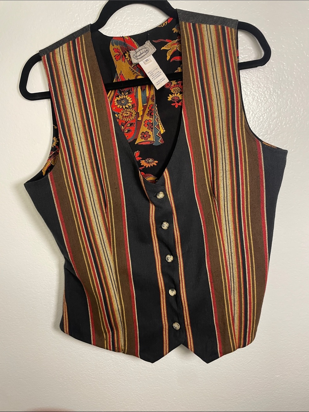 Vintage 90s Stonebridge Reversible Vest – 2-in-1 Geisha Butterfly Print & Solid